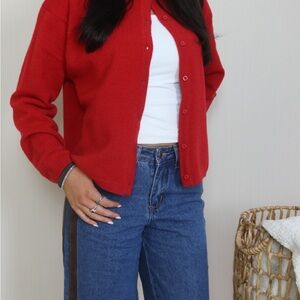 Crimson Cardigan Sweater